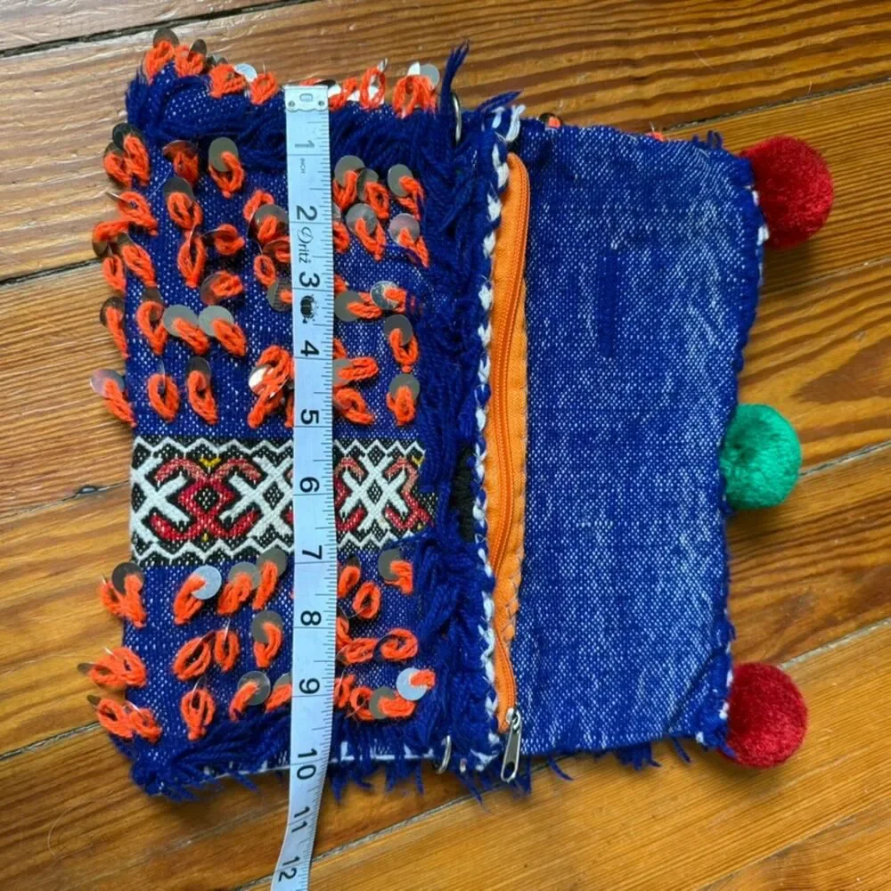 Funky bohemian fabric clutch bag